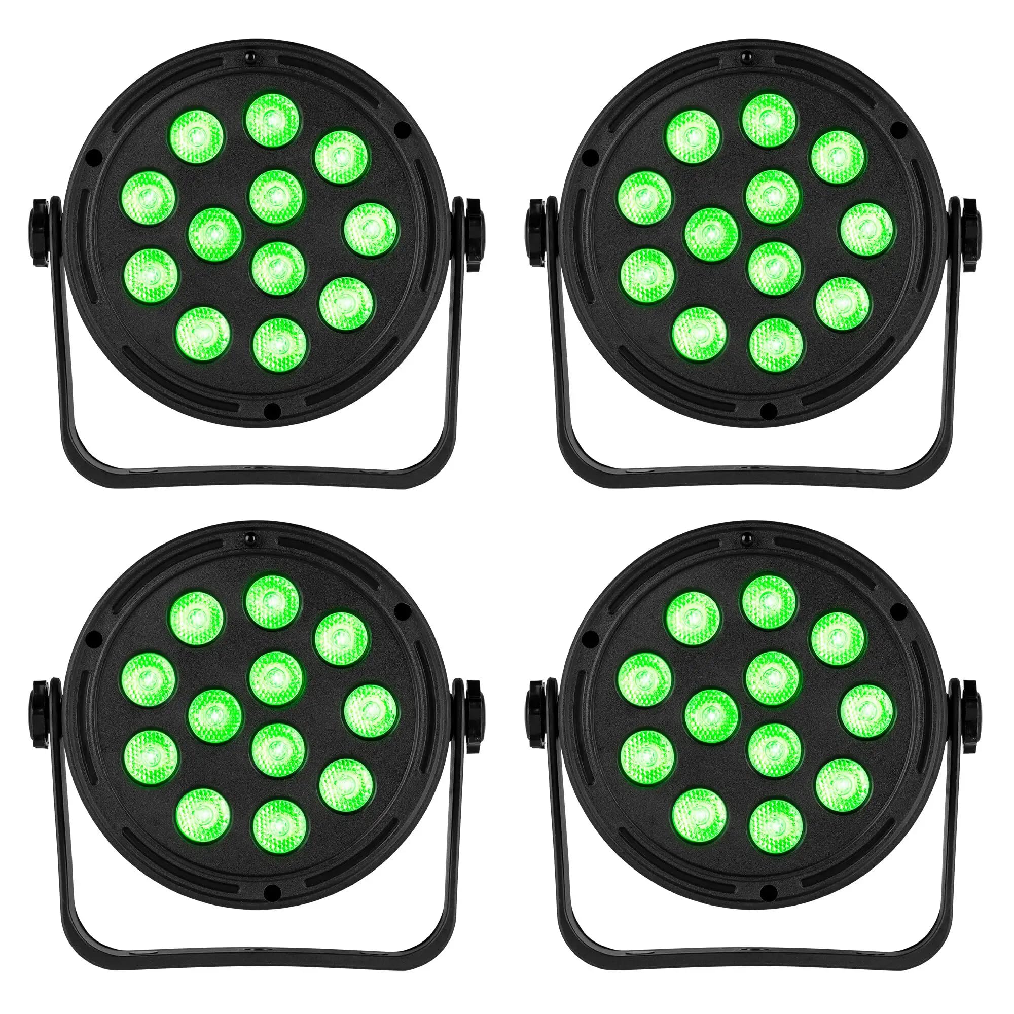 Fuzzix Comet M12 - Set 4 focos LED RGB Party Par con mando a distancia, programas automáticos, carcasa resistente, montaje fácil, ideal fiestas, eventos, bares, habitaciones y fiestas en el jardín