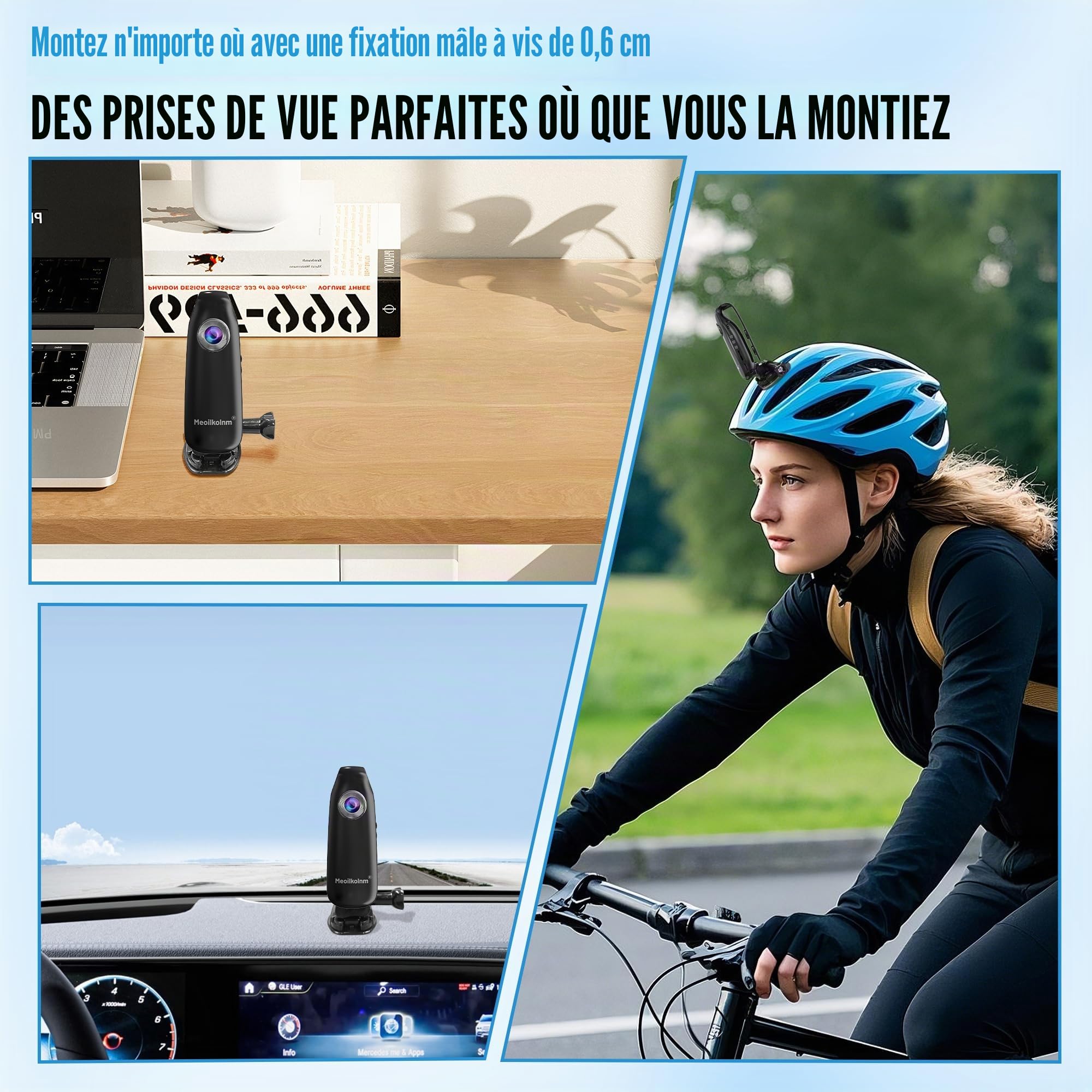 Meoilkolnm Mini caméra corporelle avec enregistrement vidéo audio 1080p 64 Go Portable POV Détection de mouvement Enregistreur vidéo avec poche magnétique DV Portable pour cyclisme, animaux