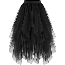 Ellames Womens Tulle Skirts High Low Layered Puffy Fairy Skirts Midi Length Irregular Tutu Skirt