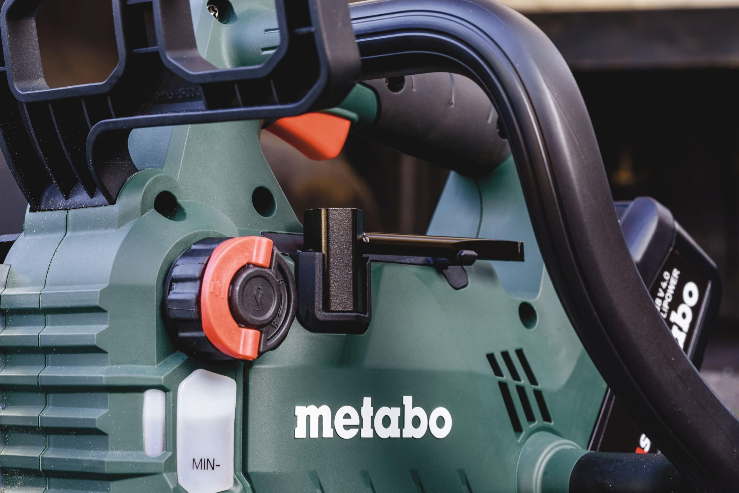 metabo Akku‑Kettensäge MS 18 LTX BL 25-18V, CAS, 25cm Oregon SpeedCut Nano - Brushless, Sicherheitsschalter, Kettenschnellstopp, leichte und kompakte Motorsäge für Baumpflege - Ohne Akku & Ladegerät
