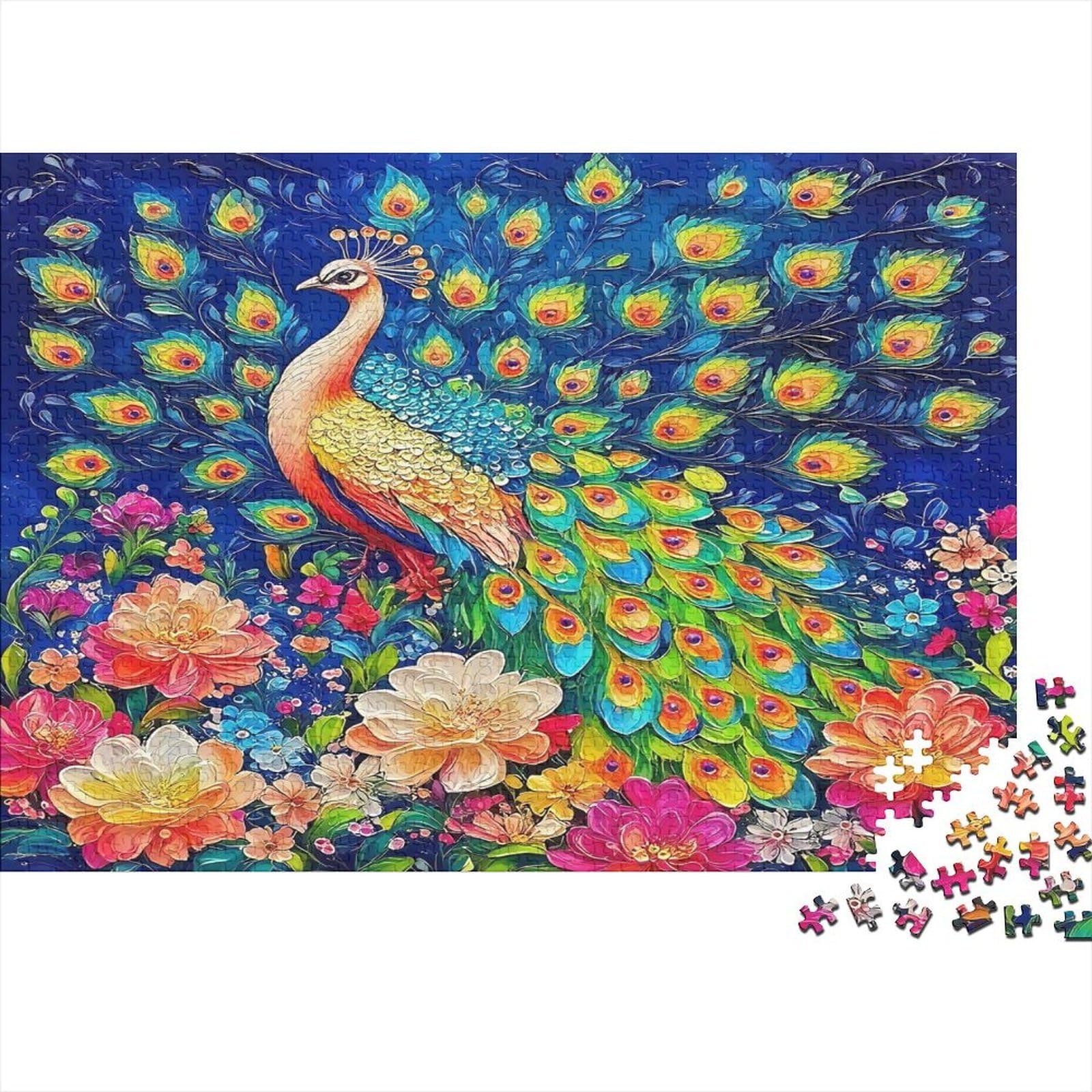 Colorful Peacock Garden 1000 Piece Jigsaw Puzzle Paper for Adults Artistic Style Relax and Focus Family Interaction Home Gift 70x50cm/1000pcs