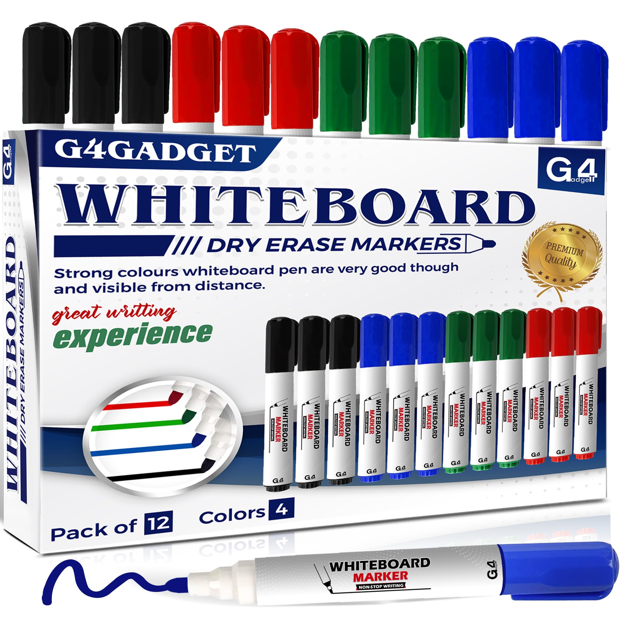 G4GADGET Nice Style Pack of 10 Non-Toxic Ink Black Colour Whiteboard Dry Wipe Marker Pens Bullet Tip — view 8