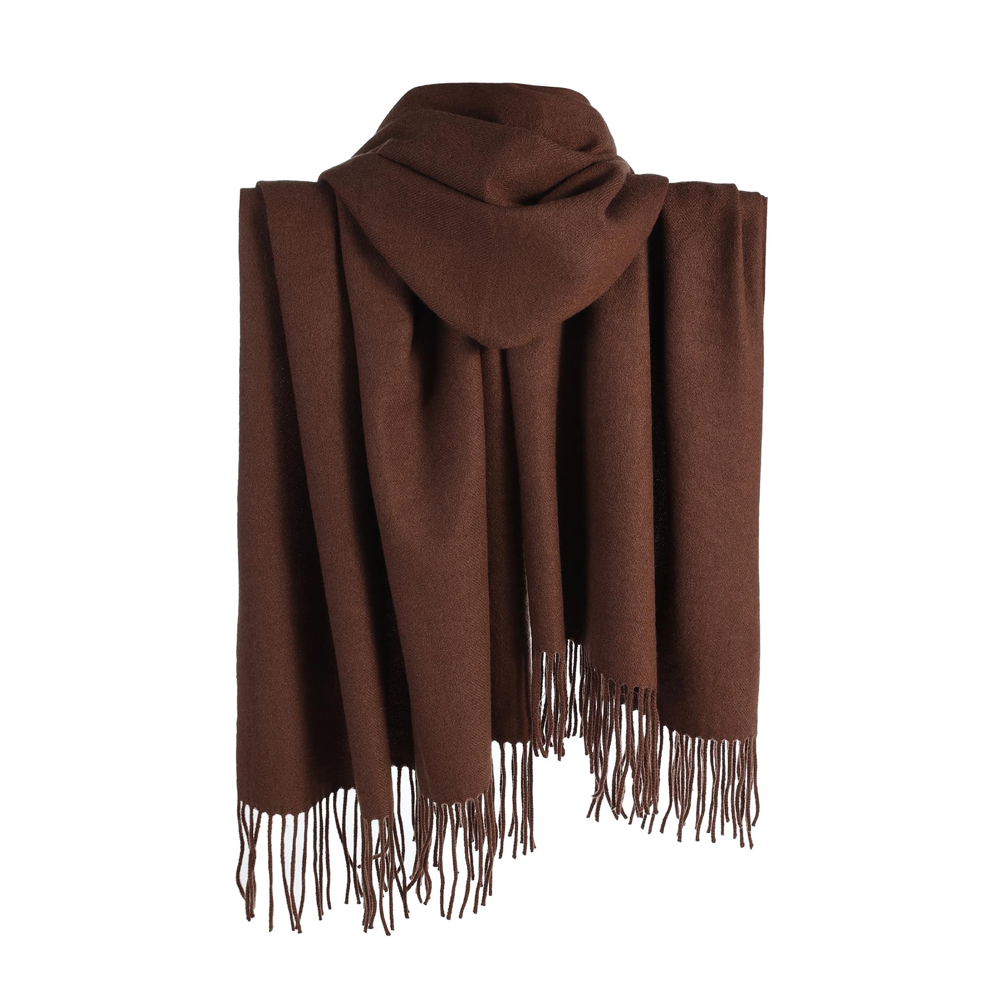 London Scarfs Women's Thick Cashmere Brown Cashmere Scarf Pashmina Shawls And Wraps For Warm Winter More Thicker Soft Scarves (Brown)