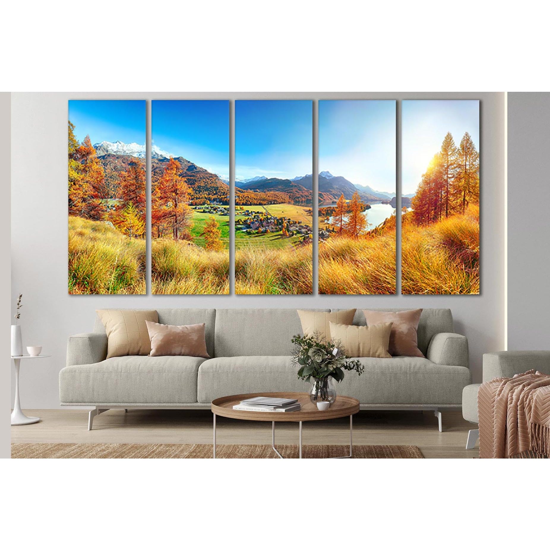 Lienzo decorativo para cubrir paredes vacías con un cuadro de 5 paneles de 120 x 60 cm 3