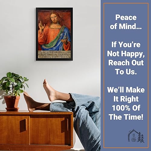 Miniatura 5 de Bernardino Lost Cabin Blessing Christ  Imprimir marco plano negro  Reproducción de pinturas de obras de arte finas  Póster enmarcado para decoración