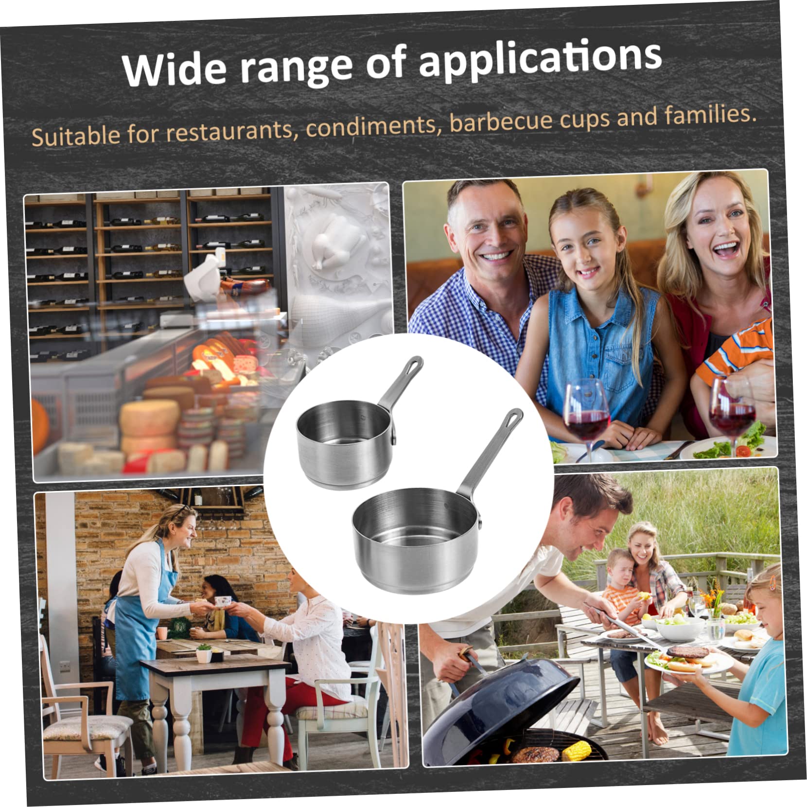 MOLUCKFU 2pcs Western Food Sauce Cup Food Dipping Cup Restaurant Gravy Sauce Boat Gravy Pourer Pitcher Food Serving Dish Pinch Prep Bowls Mini Measuring Cup Sauce Jug Silver Stainless Steel