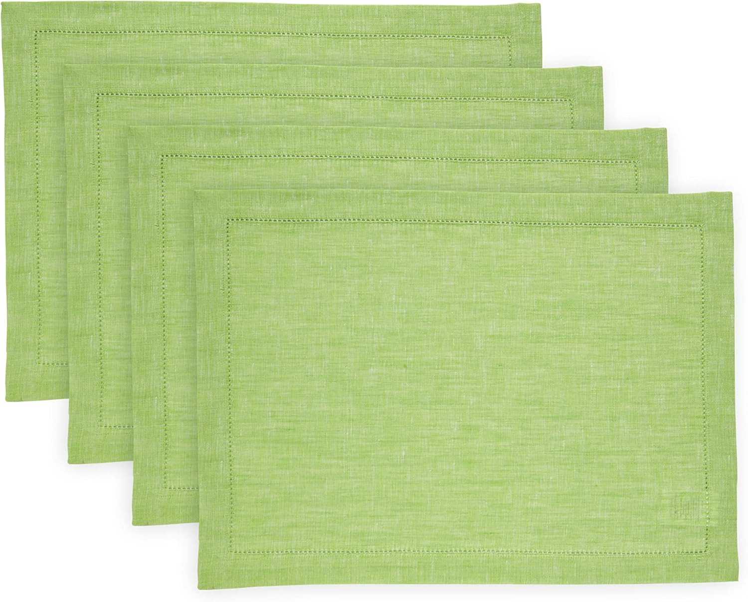 Solino Home Hemstitch Linen Placemats 14 x 19 Inch 100