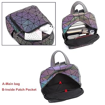Amazon.co.jp: 幾何学バックパック 夜光バックパック ホロ