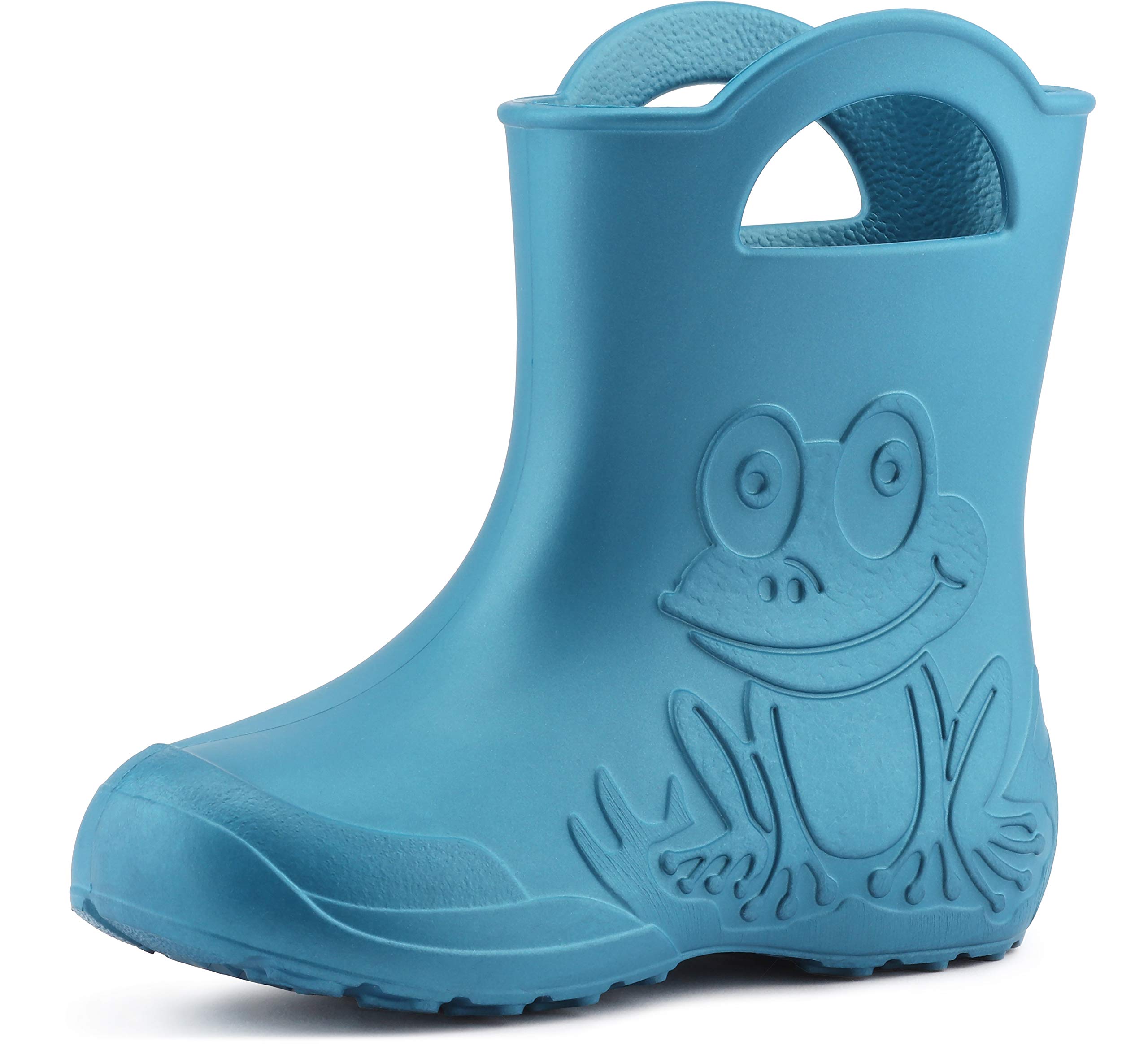 Ladeheid Eva federleichte Kinder Gummistiefel für Jungen und Mädchen Regenschuhe Bequeme und wasserdichte Regenstiefel Kinder LA-CA-01 (Metallisches Blau, 24/25 EU)