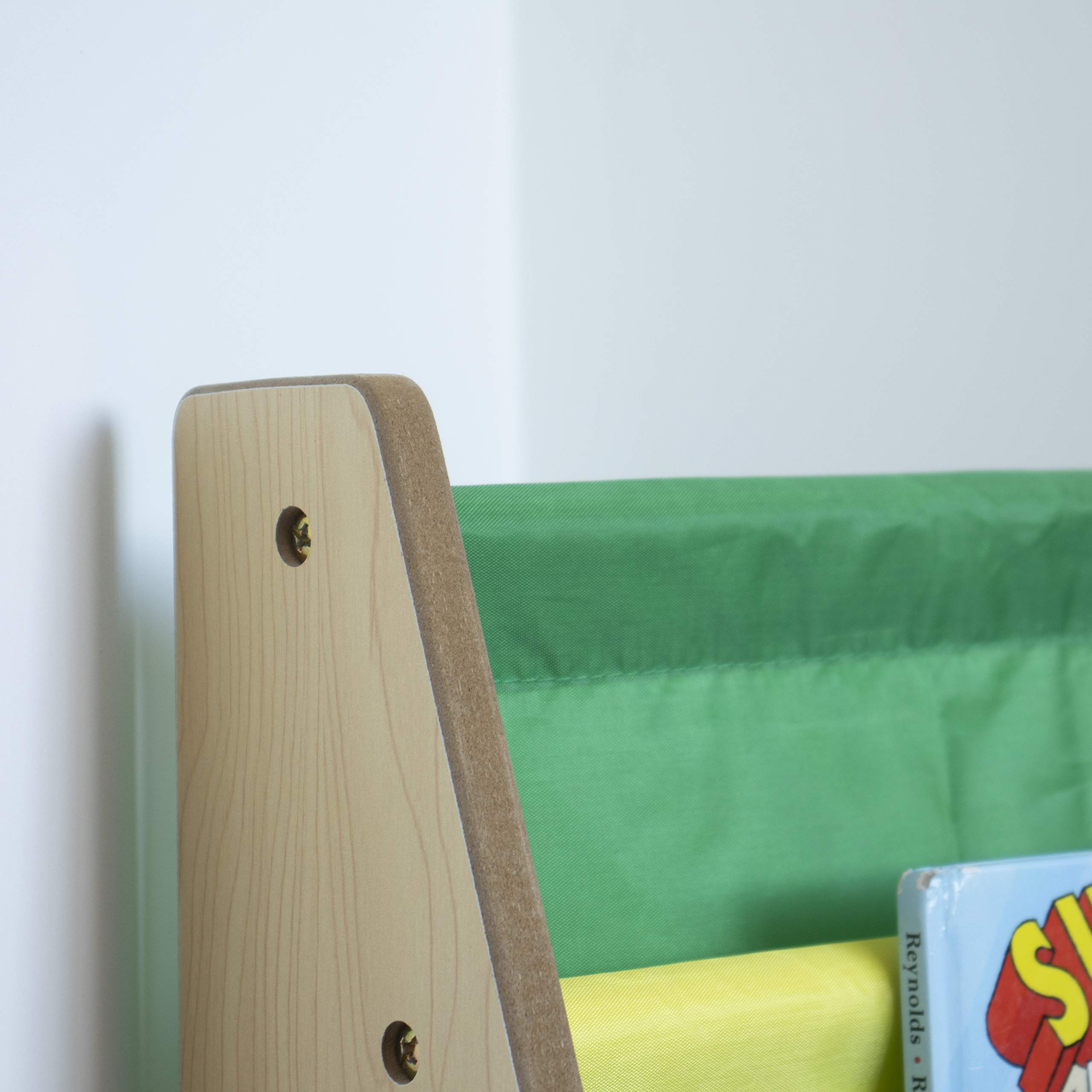 Humble Crew, Natural Wood/Primary Kids Book Rack Storage Bookshelf, 4