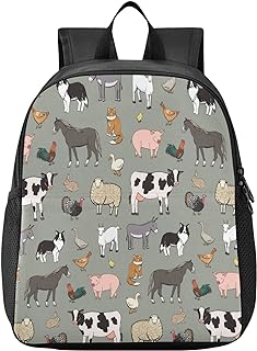 Blueangle Farm Animals Pattern Print Waterproof Backpack - Lightweight Backpack Boys Girl 3-6 Year School Bag