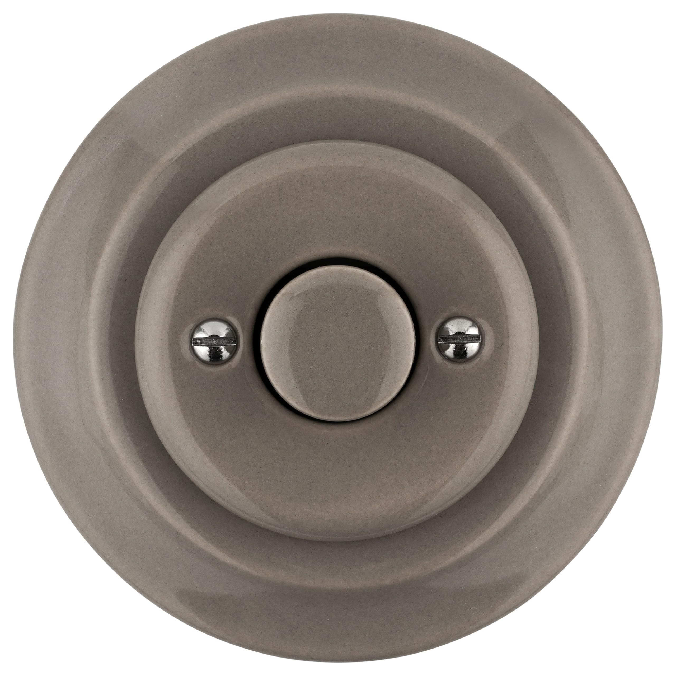 Unterputz Porzellan Retro LED Drehdimmer, Druckschalter, All-in-One, Serie PR1 graubeige