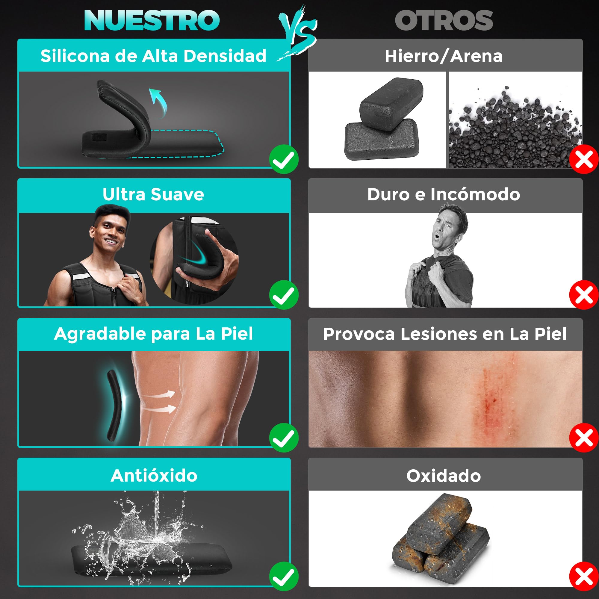 ONETWOFIT Chaleco Lastrado Ajustable 20 kg, Chaleco Peso Entrenamiento con 16 Pesas de Silicona, Chaleco Lastre con Cremallera, para Musculación y Entrenamiento de Fuerza,con bandas reflectantes