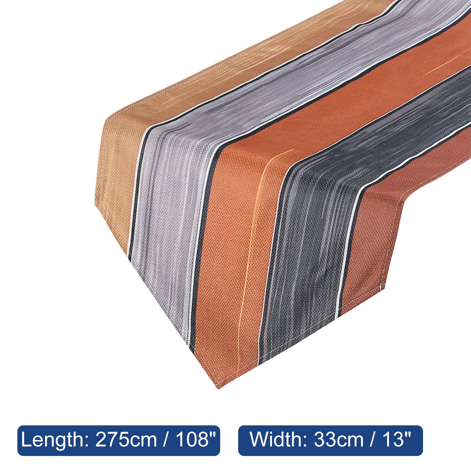 uxcell Table Runner 108" x 13", Retro Cotton Linen Table Runner, Orange & Grey, Khaki/Grey/Orange/Dark Grey/Brown - Image 2