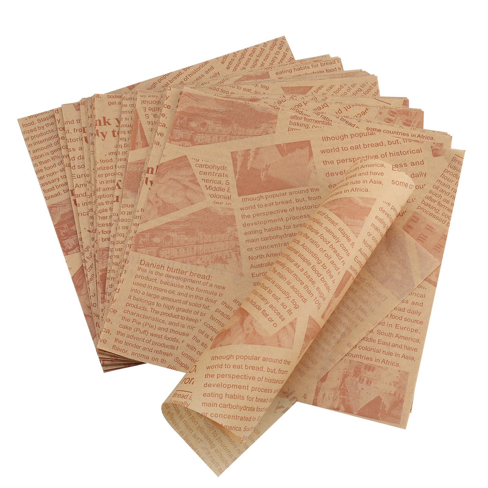 Hejo 200 Blätter Deli Papierblätter, Pommes Papier für Korb, Umweltfreundliches Backpapier, Burger Wrap Papier für Burger, Butterbrot, Käse, Pommes 18x18cm