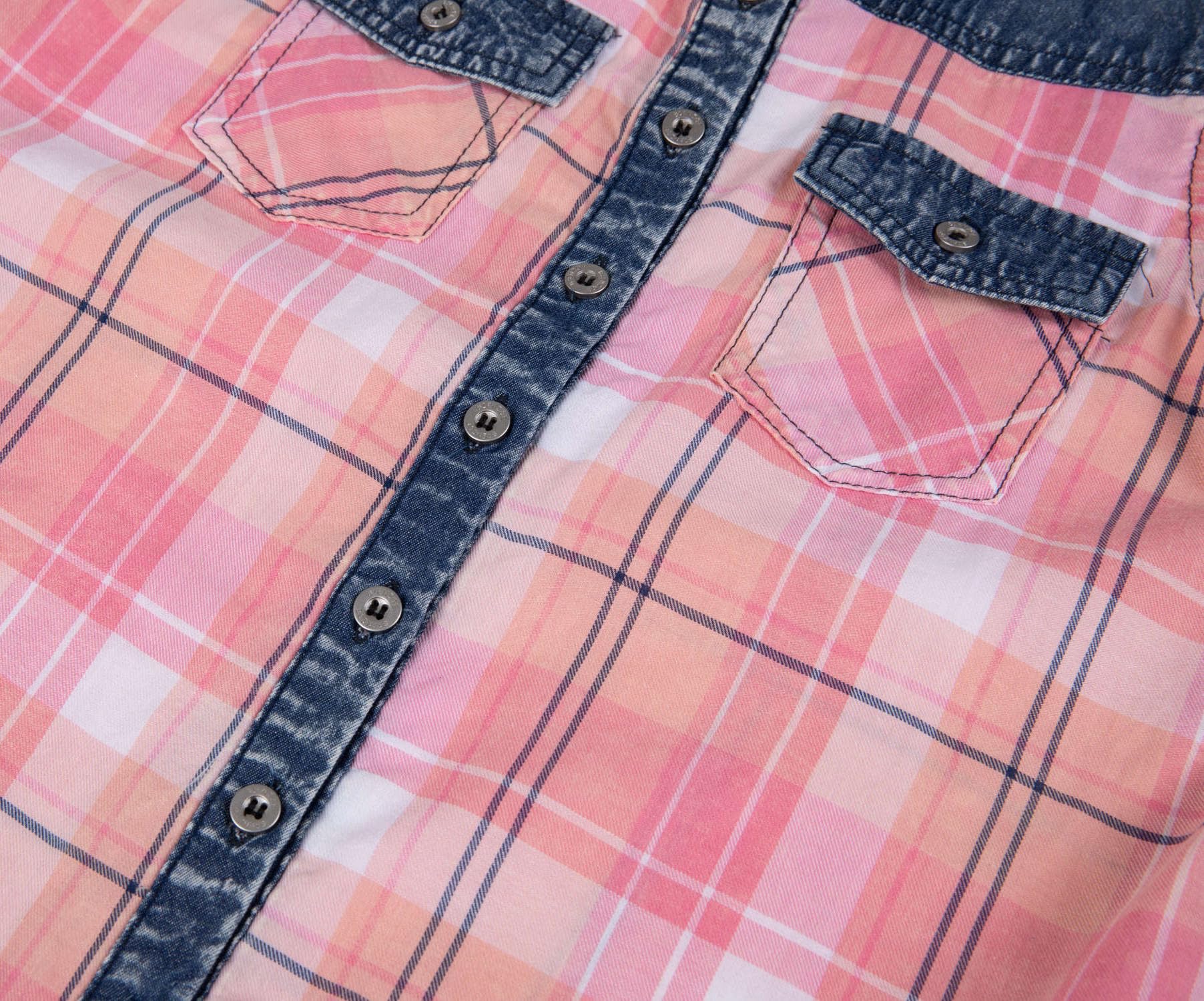 Bienzoe Fille Plaid Denim sans Manches Décontractée Chemisier