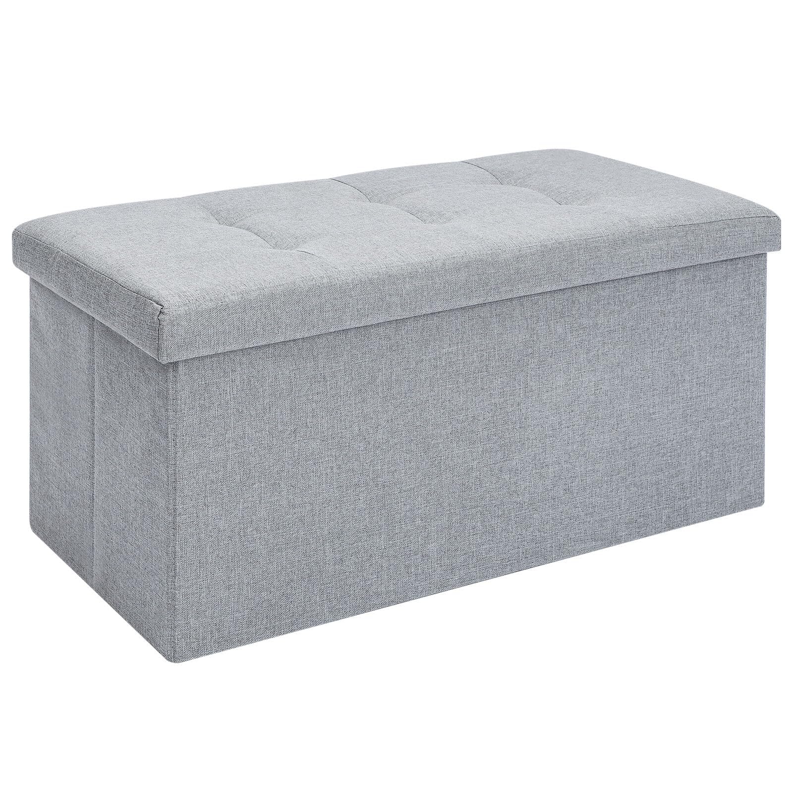 Ottoman Storage Foldable Bench with Lid Multifunctional Footrest Stool
