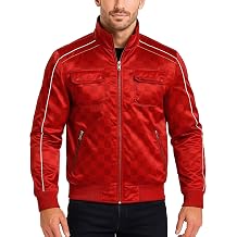Mens Red Bomber Satin Checkered Jacket - The Celebrity Movie Jacket