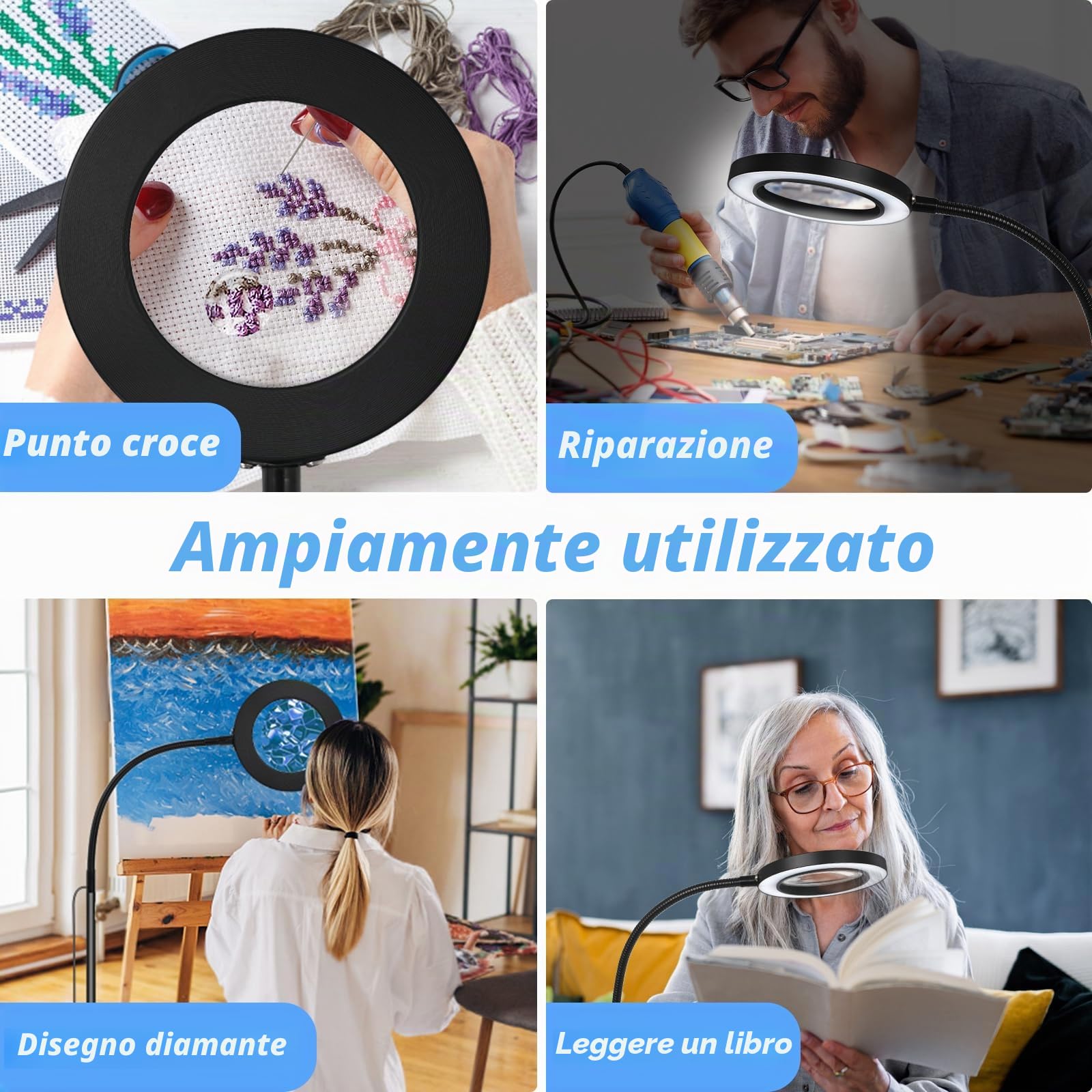 NZQXJXZ 5X 10X Lente d'Ingrandimento con Luce e Supporto