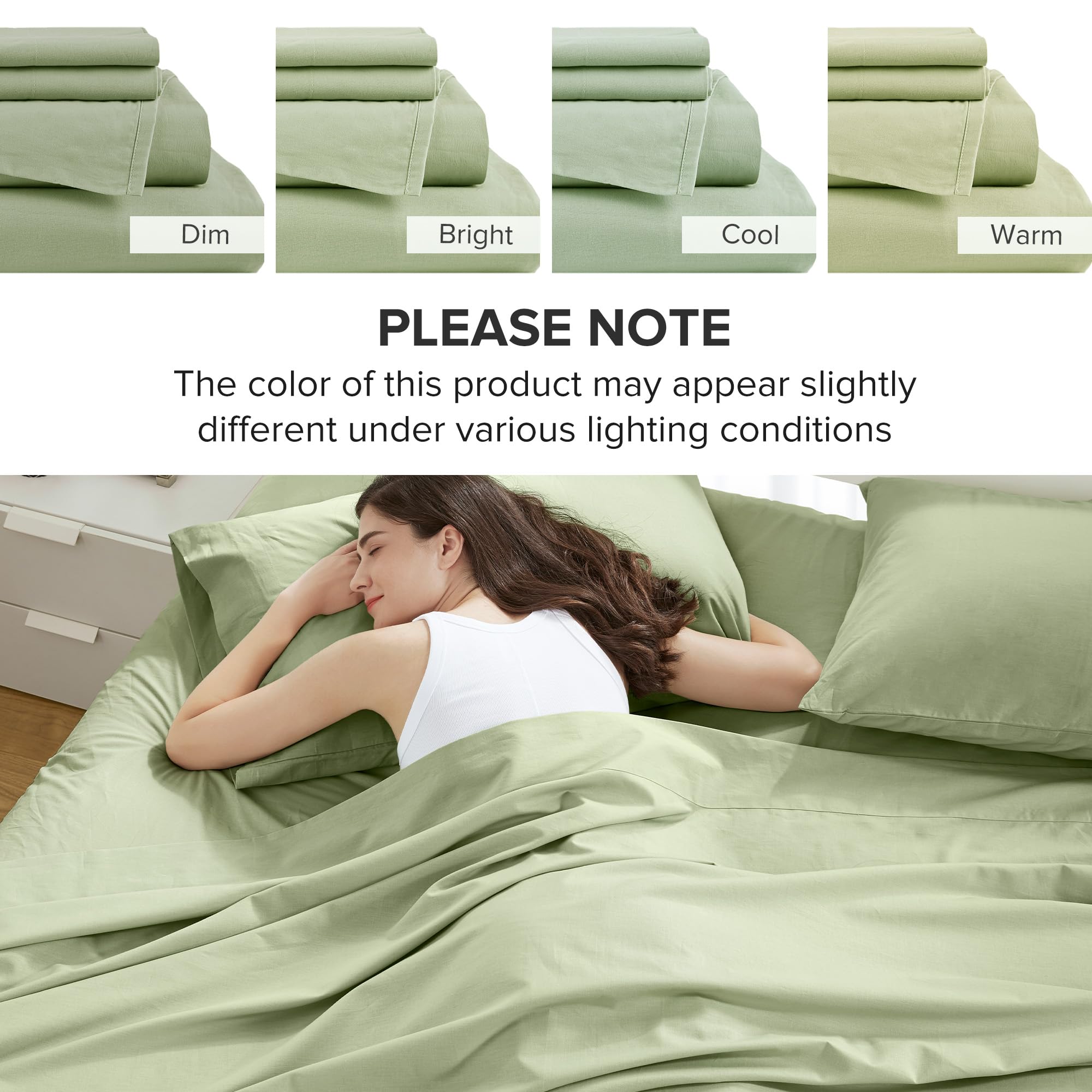 Comfort Spaces Lenzuola in 100% cotone, per letto king size, traspiranti e morbide, lenzuola in cotone naturalmente fresco, con tasca elastica da 35,6 cm, per materassi fino a 40,6 cm, set di lenzuola