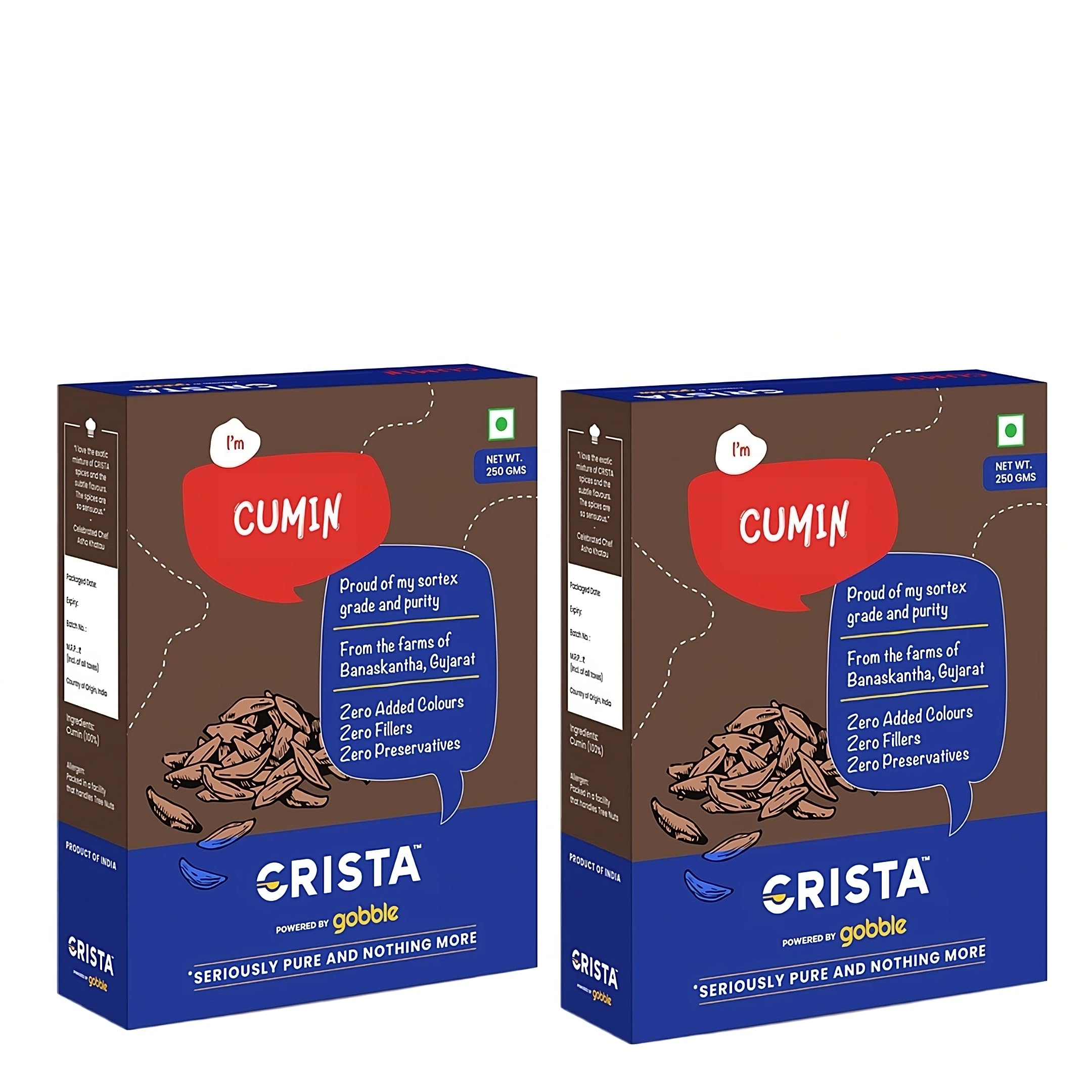 CRISTA Cumin Seed Combo Pack | Whole Cumin | Pure Jeera Seeds | Cumin 250 gms x 2 | Pack of 2 | Zero added Colours, Fillers, Additives & Preservatives (B0BDRL2CGC) Amazon Price History, Amazon Price Tracker