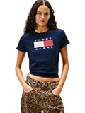 Women's Graphic Tee with Printed Flag Logo Detail