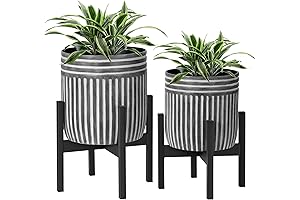 Indoor Flower Pot with Stand, Minimalist Planters with Drainage Holes for Plants,...