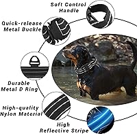 Vista 2 de Tactical Dog Collar, Adjustable Military Training Reflective Nylon Dog Collar with Control Handle, Heavy Duty Metal Buckle for Medium and Large Black
