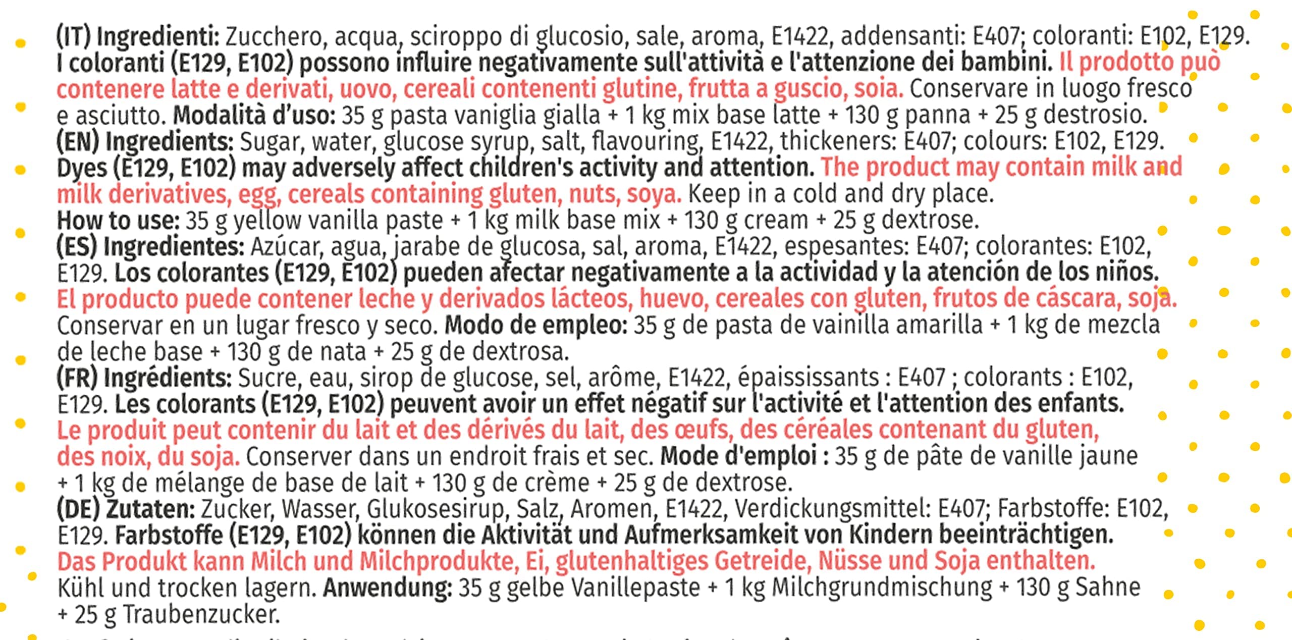Pasta di Vaniglia Gialla Prodotti per Gelati Gelateria e Pasticceria Dolci e Gelati