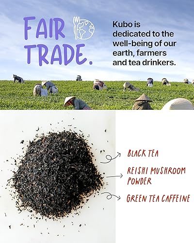 Miniatura 5 de Kubo Tea, Mezcla orgánica de alta energía, alta cafeína, 20 porciones (155 mg de cafeína cada una), bolsas de té piramidal, embalaje de estraft,