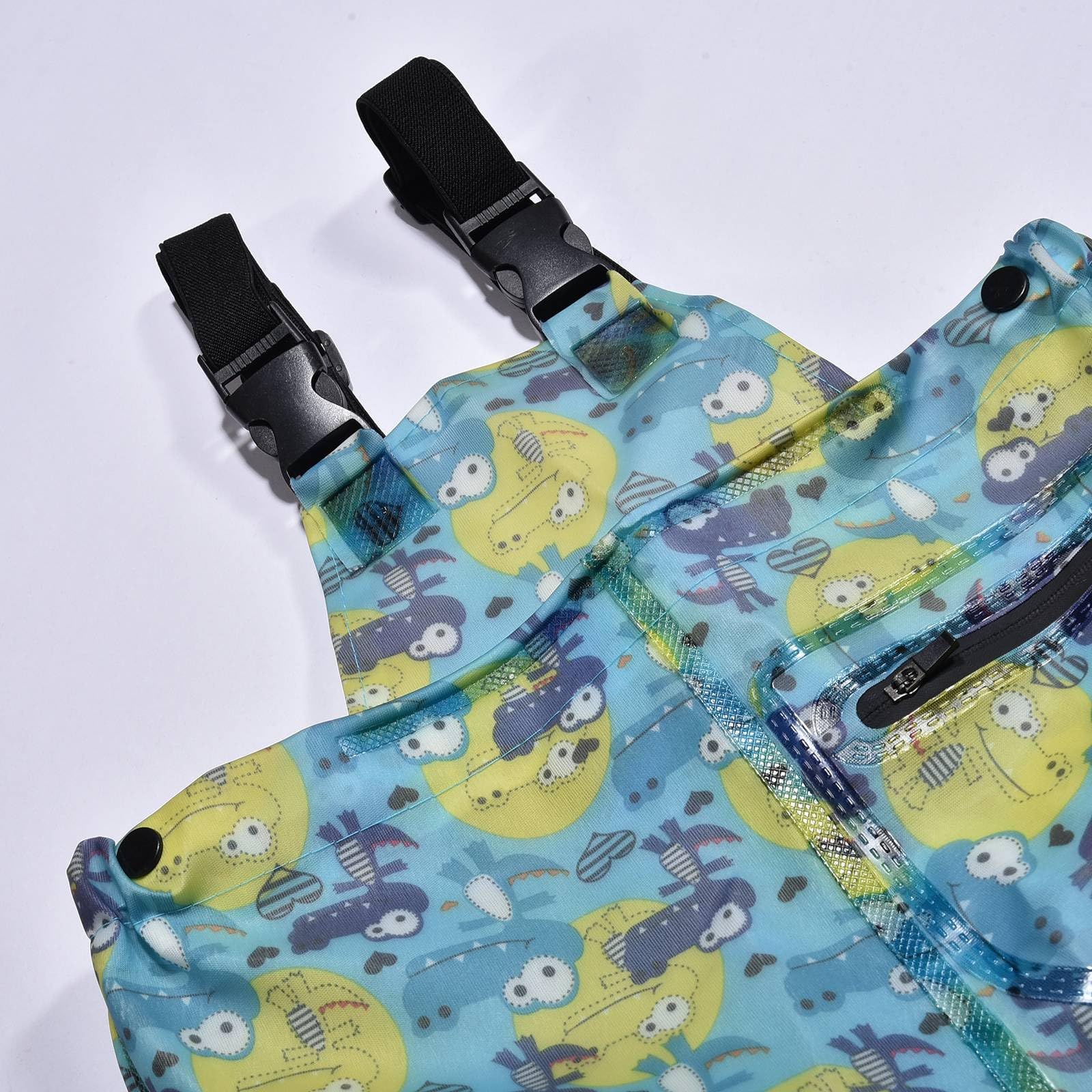 Generisch Wasserdichte Kinder-Wathose mit eingebauten Stiefeln, Cartoon-Motiv für Kleinkinder, atmungsaktive Angler- und Jagdhose für Jungen und Mädchen, geeignet für 12 Monate bis 3 Jahre
