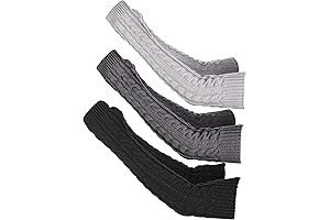 3 Pairs of 24" Long Arm Warmers with Thumb Holes