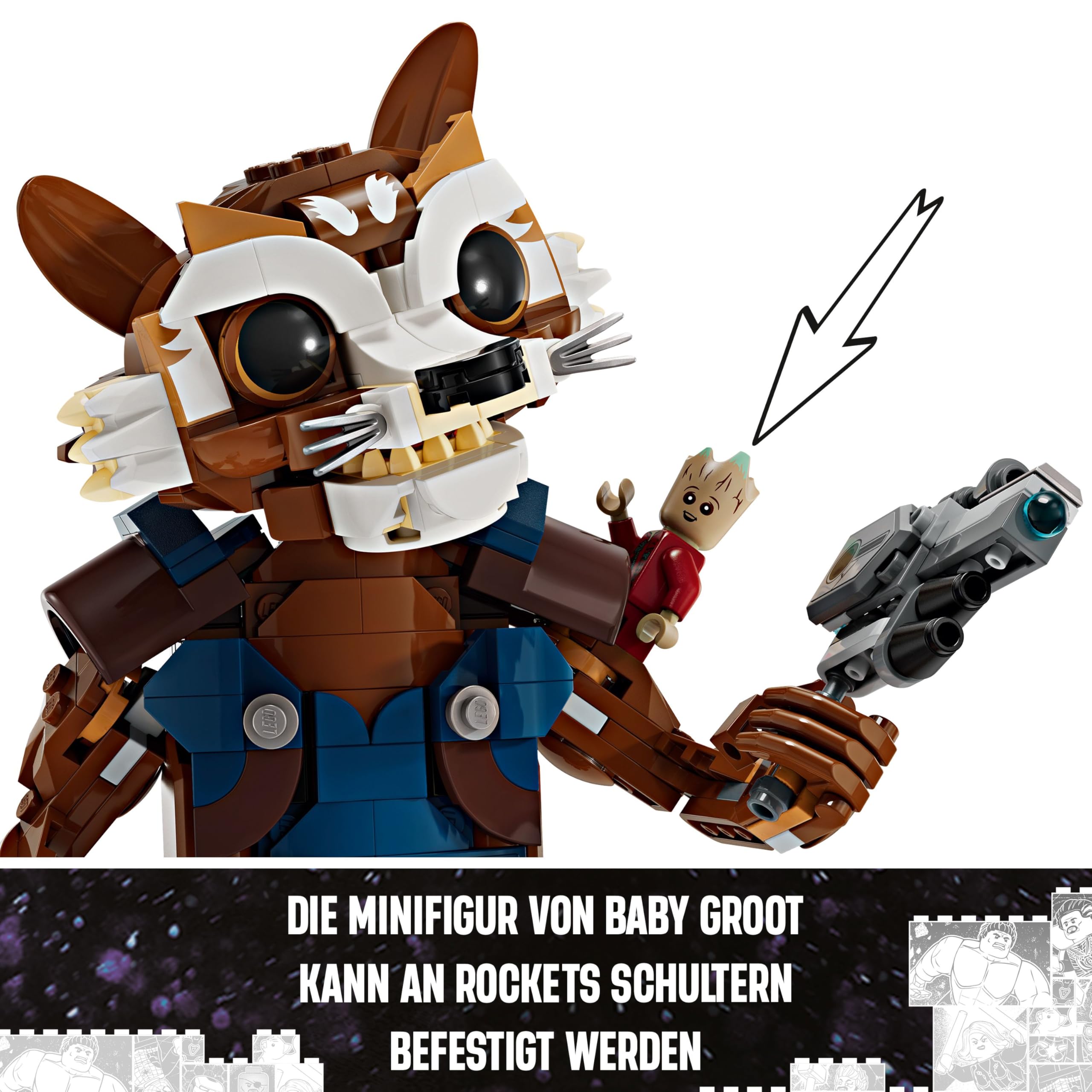 LEGO | Marvel Rocket & Baby Groot - Baubares Superhelden Spielzeug für Kinder aus Marvel Studios' Guardians of the Galaxy - Figur für Rollenspiele - Geschenk für Jungs und Mädchen ab 10 Jahren - 76282
