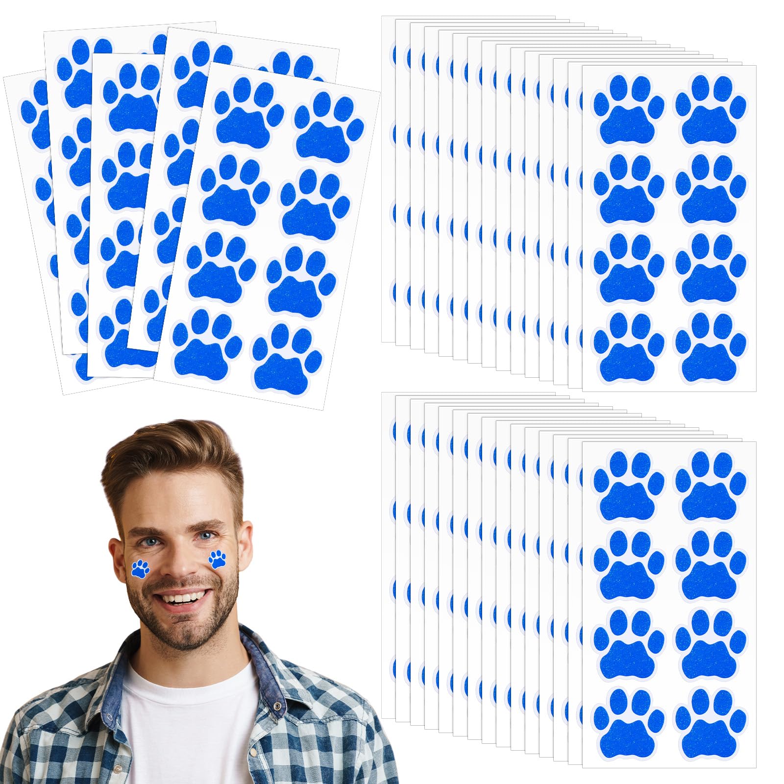 Fullhawl 120 Pairs Blue Paw Eye Black Stickers Glitter Sport Accessories