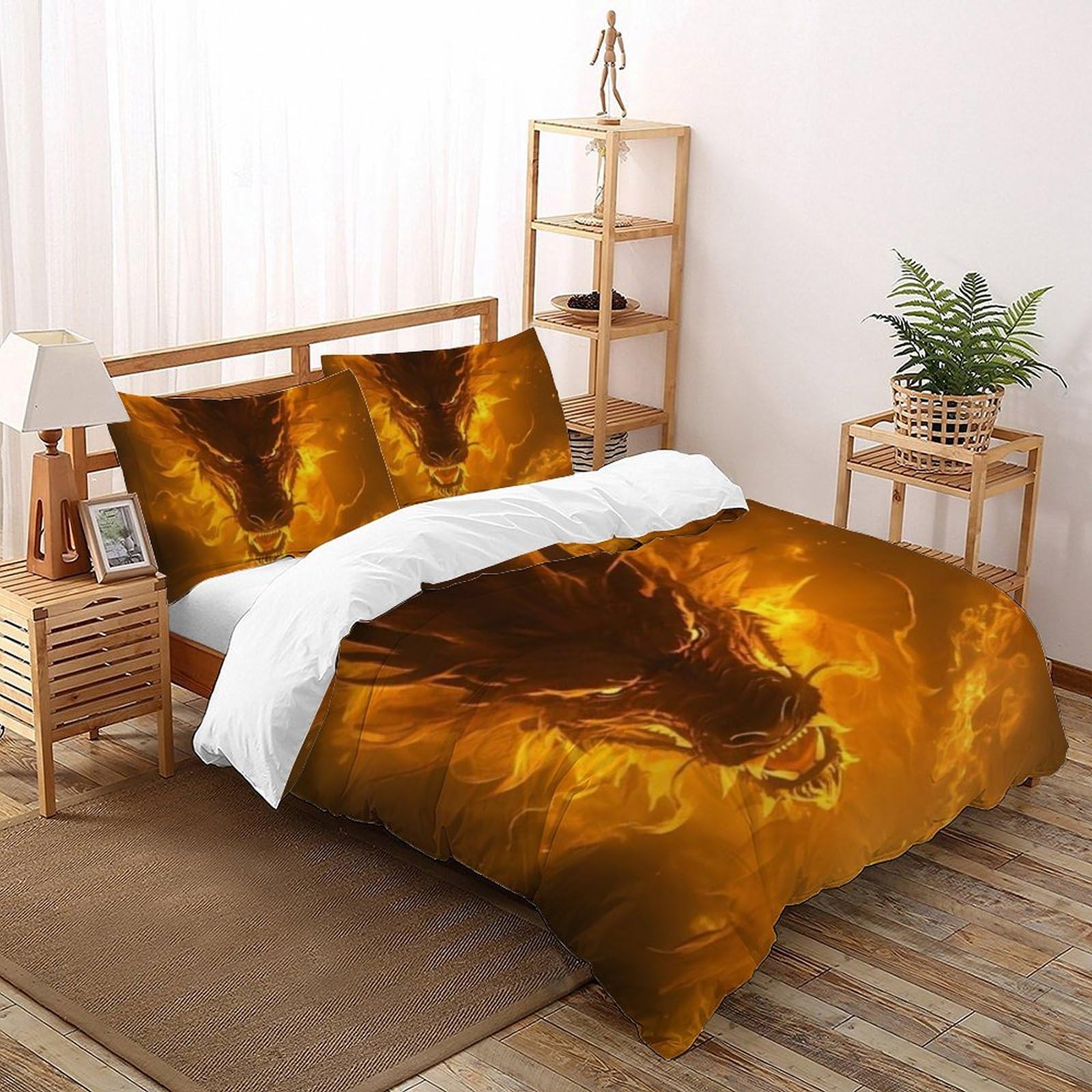 Parure de lit dragon d'or 200x200 microfibre housse de couette imprimée 3d