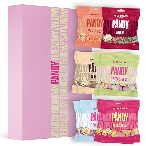 PANDY Candy 10 Pack Swedish Gummy Sweets Assortment, Only 1g Sugar & 70 Calories