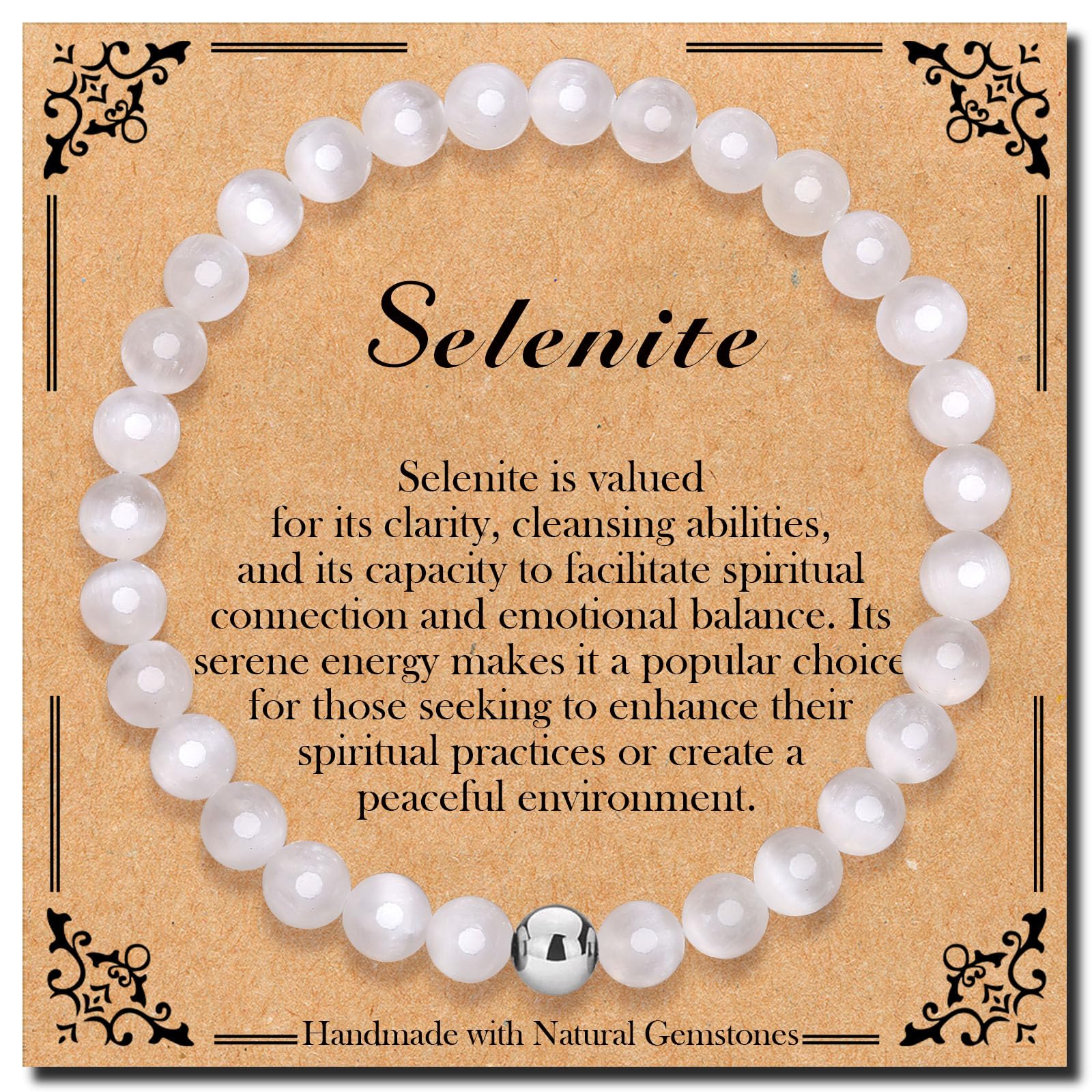 6mm Natural Stretch Selenite Handmade Elastic Bracelet forx