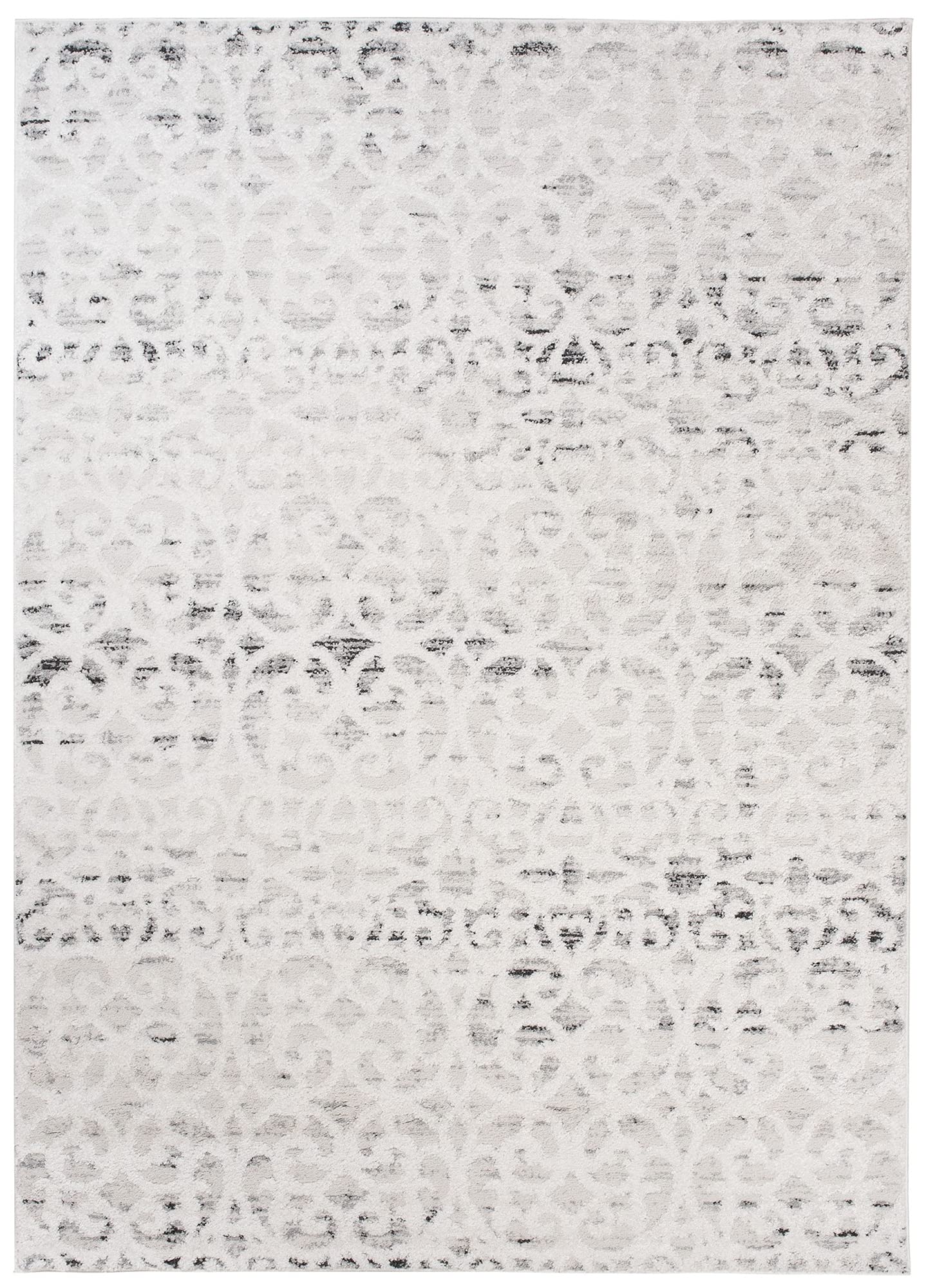 Tapiso Troya dywan z krótkim włosiem, nowoczesny, geometryczny, marokańska kratka, wzór kwiatowy, nakrapiany, ecru, beżowy, do salonu, Ökotex 120 x 170 cm