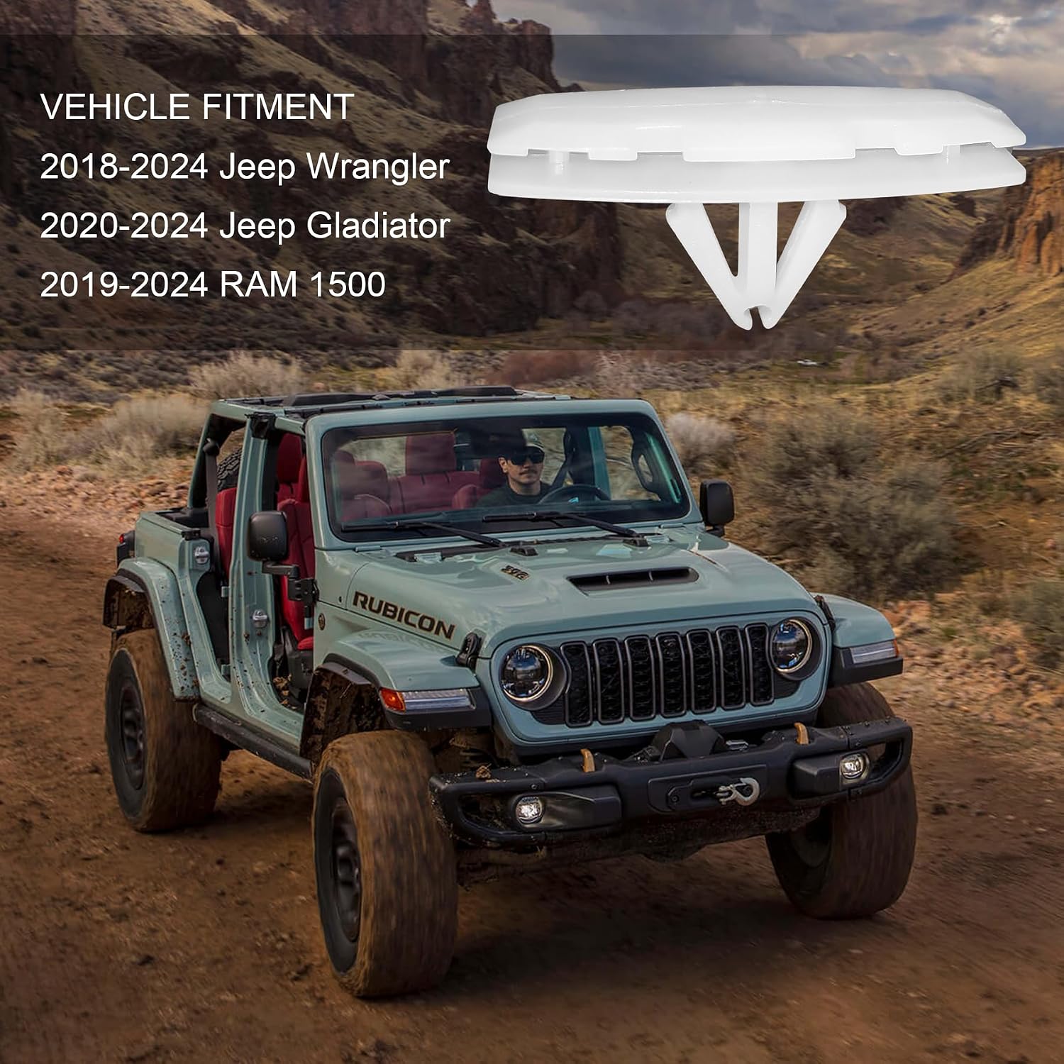 25PCS Rocker Molding Wheel Flare Clips Fit for 2018-2024 Jeep Wrangler JL & 2020-2024 Gladiator JT, 68526185AA - White