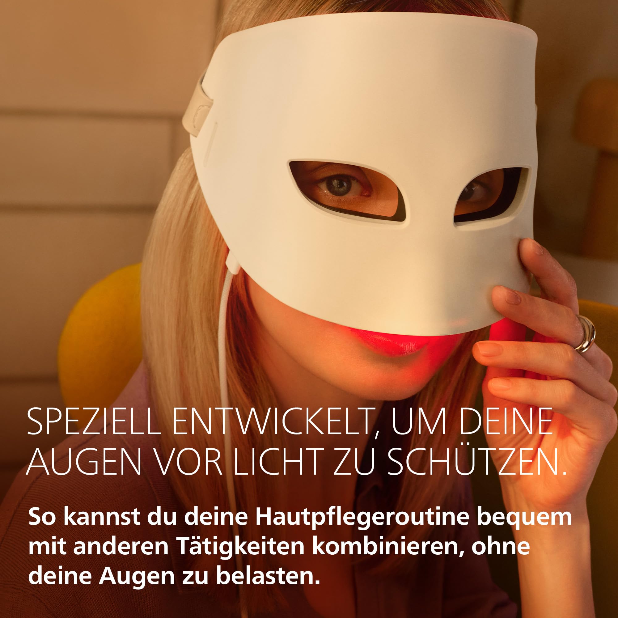 Philips ReAura LED-Gesichtsmaske – 3-in-1 für Gesicht, Augenpartie und Hals, 3 Modi, klinisch bewiesene Rot-, Blau- und Nahinfrarot-Lichttechnologie¹, flexible Passform, 10-Min.-Routine, LTM7100/00