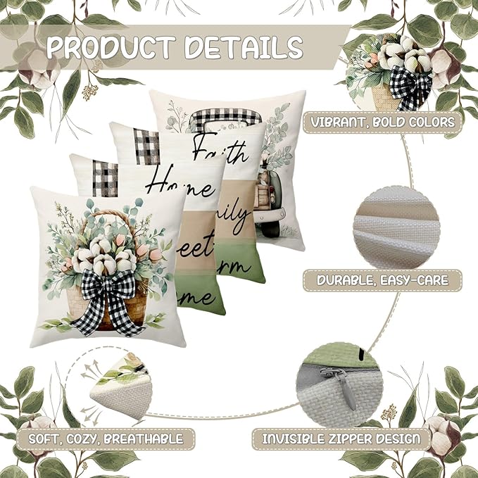 Set 4 Almohadas Decorativas Poliéster Cuadradas 43 cm miniatura 4