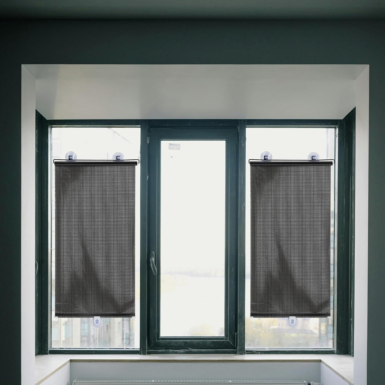Artibetter 2pcs Suction Window Shade Roller Shades - No Drill, Adjustable Privacy Blackout Curtains, Portable Window Sun Blocker for Home, Door, Office, Car