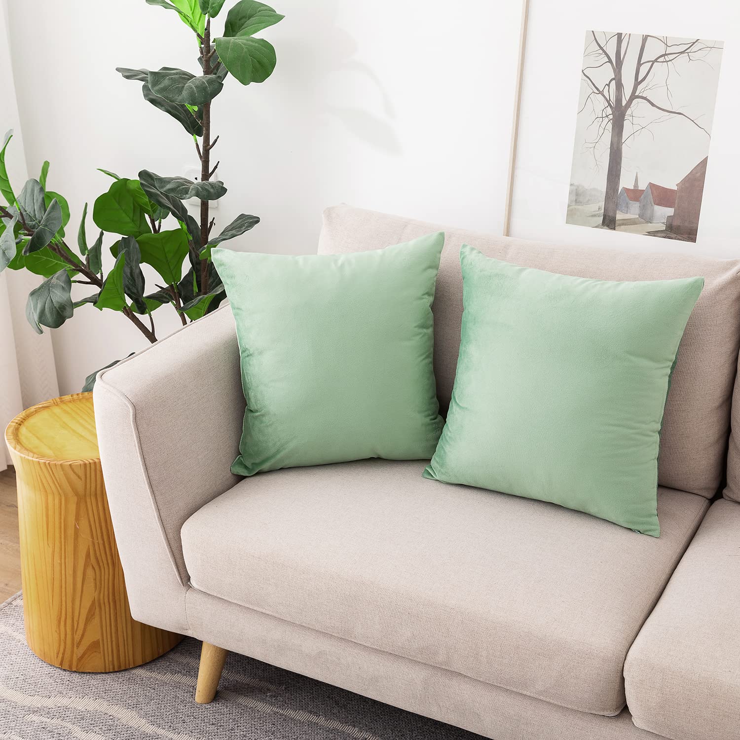 NiNi ALL Decorative Throw Pillow Covers Pack of 2, Velvet Cushion Case for Couch Bedroom Living Room Outdoor, Pillow Covers 24x24 Inch（60 x 60 cm）