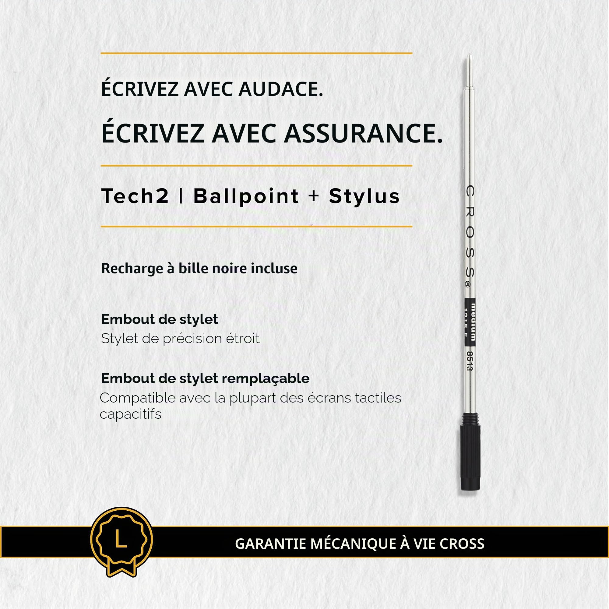 Cross Tech2 Stylo Bille + Stylet Bleu Métallique