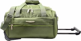 Wheeled Holdall Travel Roller Duffle Mid Size Bag Weekend Luggage HOL214 Khaki Black (Khaki Green)