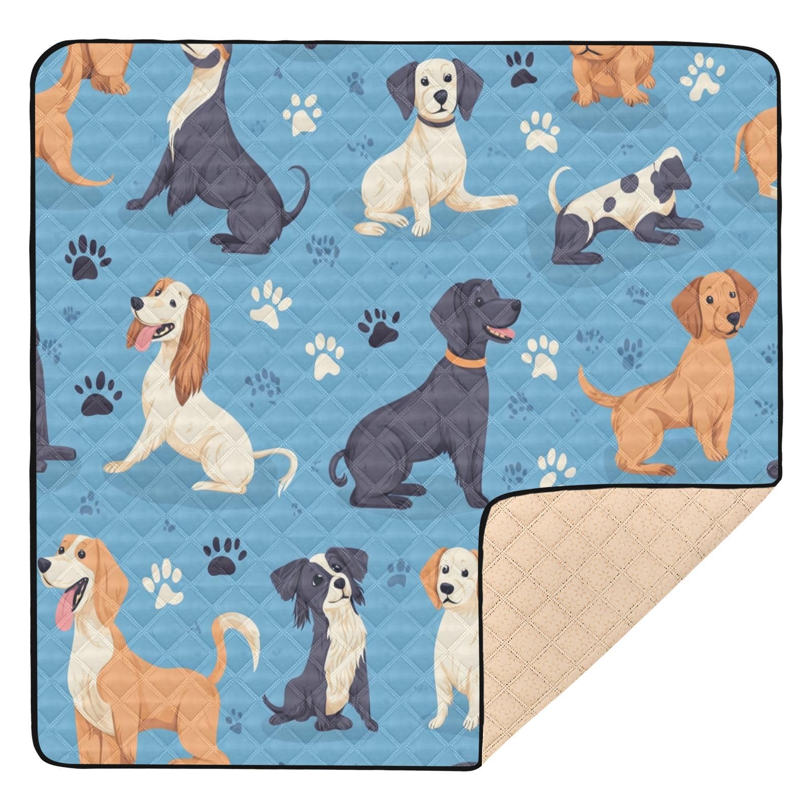 Kigai Cute Dogs Baby Play Mat for Floor and Playpen 50x50 inch Non-Slip Baby Activity Playmat Waterproof Foldable Crawling Mat for Infants Toddlers