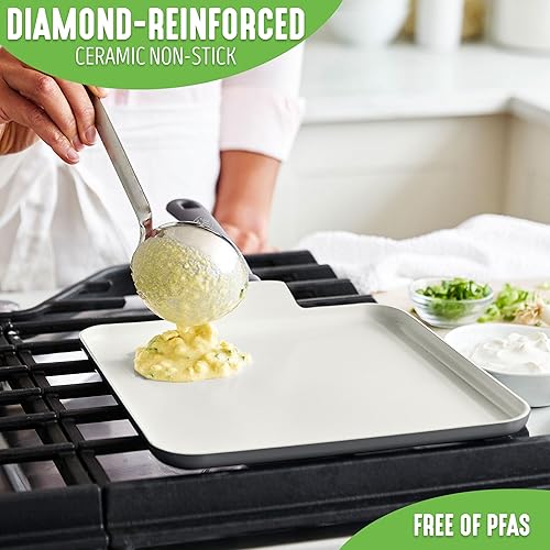 Vista 11 de GreenLife Soft Grip Diamond - Sartén antiadherente de cerámica saludable de 11 pulgadas, sin PFAS, apta para lavavajillas, color negro