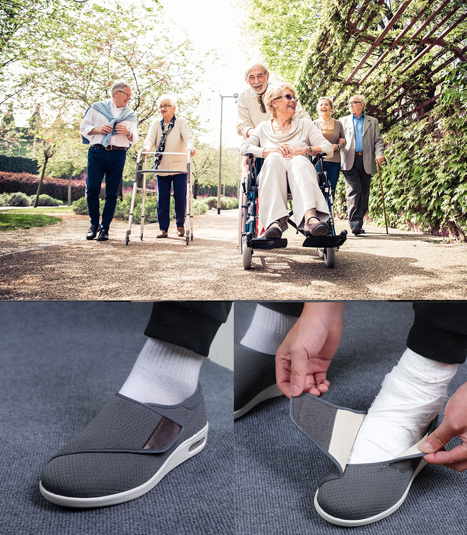 Scarpe di Larghezza Extra Larga Donna Uomo Scarpe Diabetiche, Punta di Chiusura Regolabile Piedi Gonfi Pantofole per Anziani Artrite Edema Pollice Valgo, Scarpe Ortopediche per Donna