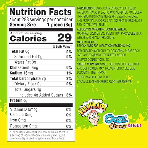 Miniatura 10 de WARHEADS - Sour Ooze Chewz Sticks - Caramelos masticables envueltos individualmente con relleno agrio - Sabores de mango, fresa, manzana verde,