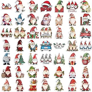 50pcs Christmas Stickers - Selfadhesive, Scrapbook Sticker, Kids Christma\'s Decorations Labels Party Bag Filler | Waterproof Christma Gnomes for Crafts Presents Kids Card Envelopes